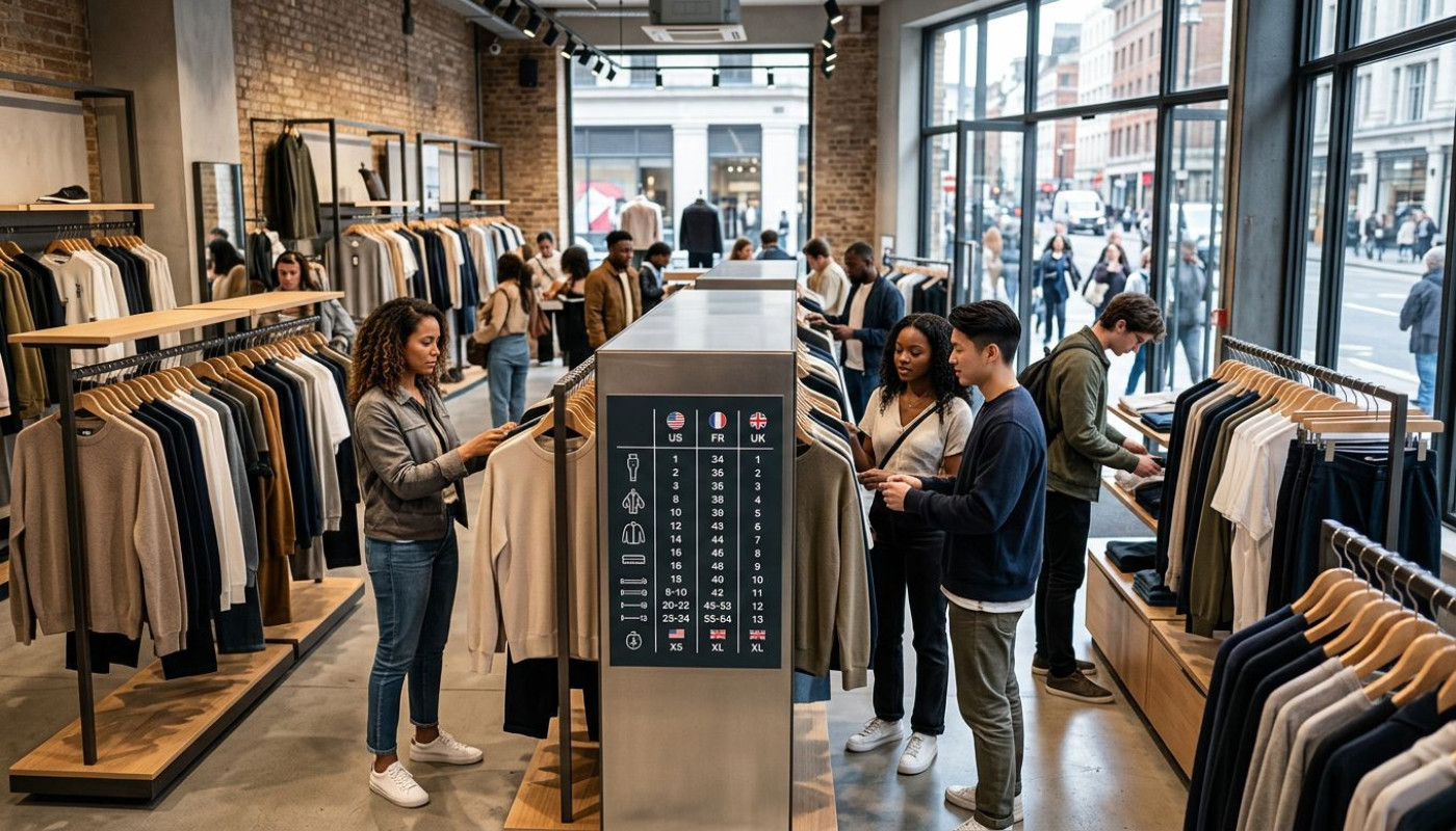 Du vestiaire de Londres aux boutiques new-yorkaises, le guide complet tailles US FR UK s’impose chez les grandes marques